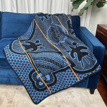Kharetsa Aloe Blanket (Cobalt blue / Black / Yellow Stripe)